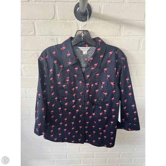 Top 3/4 Sleeve By Christopher And Banks In Blue & Pink, Size: Lp