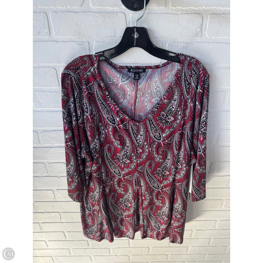 Top 3/4 Sleeve By Roz And Ali In Red & White, Size: 2x
