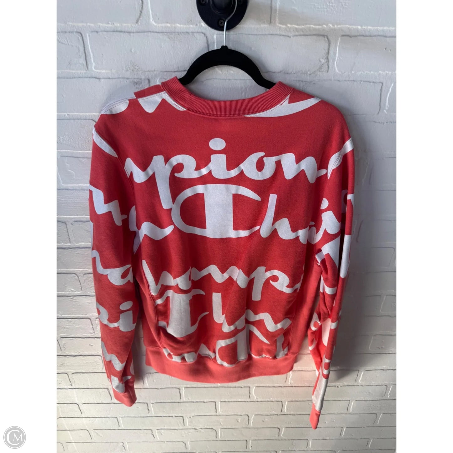 Sweatshirt Crewneck By Champion In Orange & White, Size: M