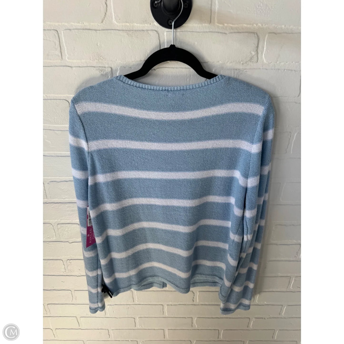Sweater Cardigan By Arula In Blue & White, Size: 1x