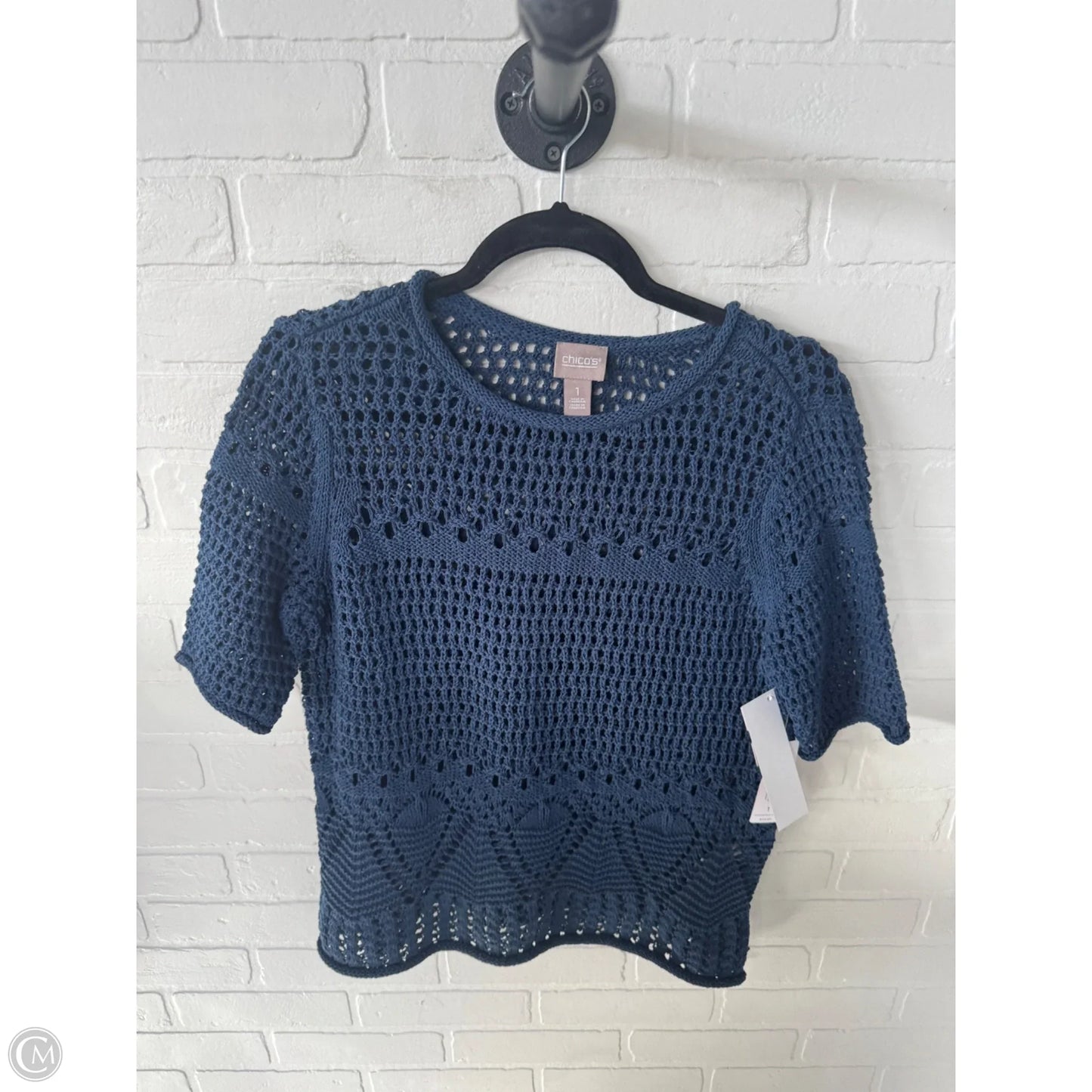Sweater Short Sleeve By Chicos In Blue, Size: M