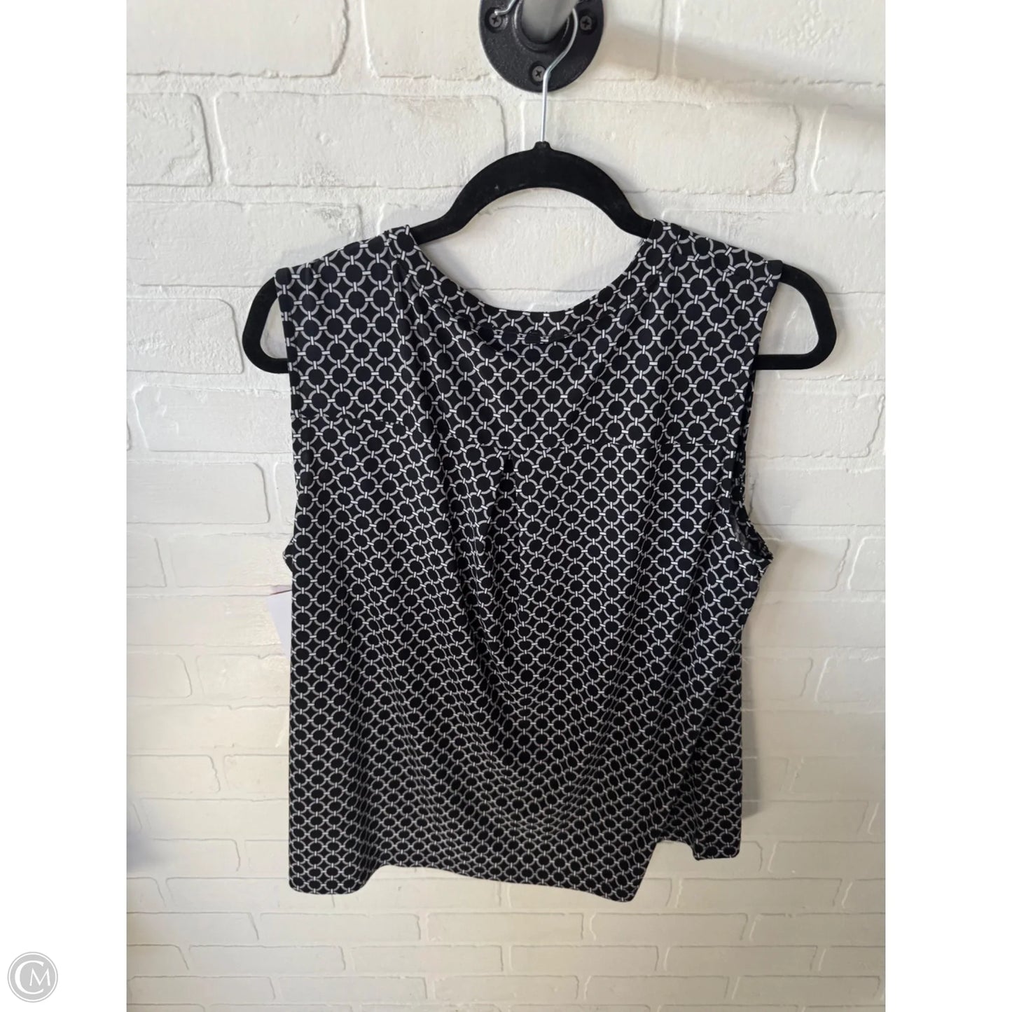Top Sleeveless By Anne Klein In Black & Grey, Size: L