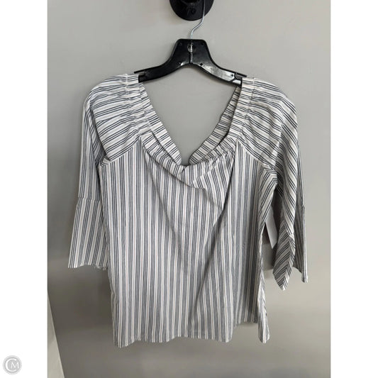 Top Long Sleeve By Bobeau In Grey & Tan, Size: L