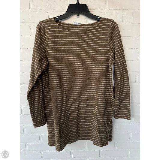 Top Long Sleeve By J. Jill In Green & White, Size: M