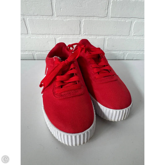 Shoes Sneakers By Puma In Red & White, Size: 10