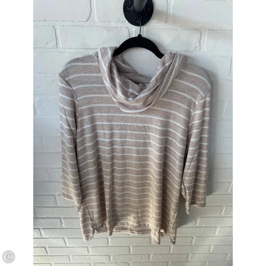 Top 3/4 Sleeve By Croft And Barrow In Tan & White, Size: L