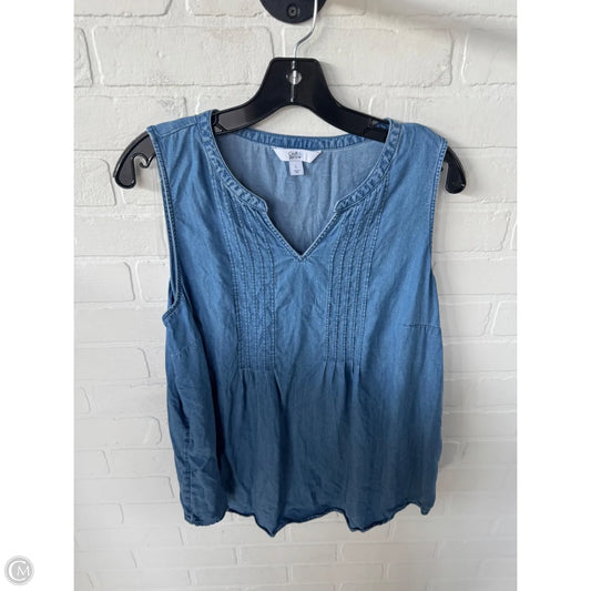 Top Sleeveless By Croft And Barrow In Blue Denim, Size: L
