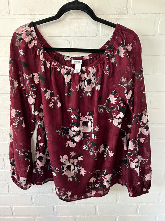 Top Long Sleeve By White House Black Market In Red, Size: L