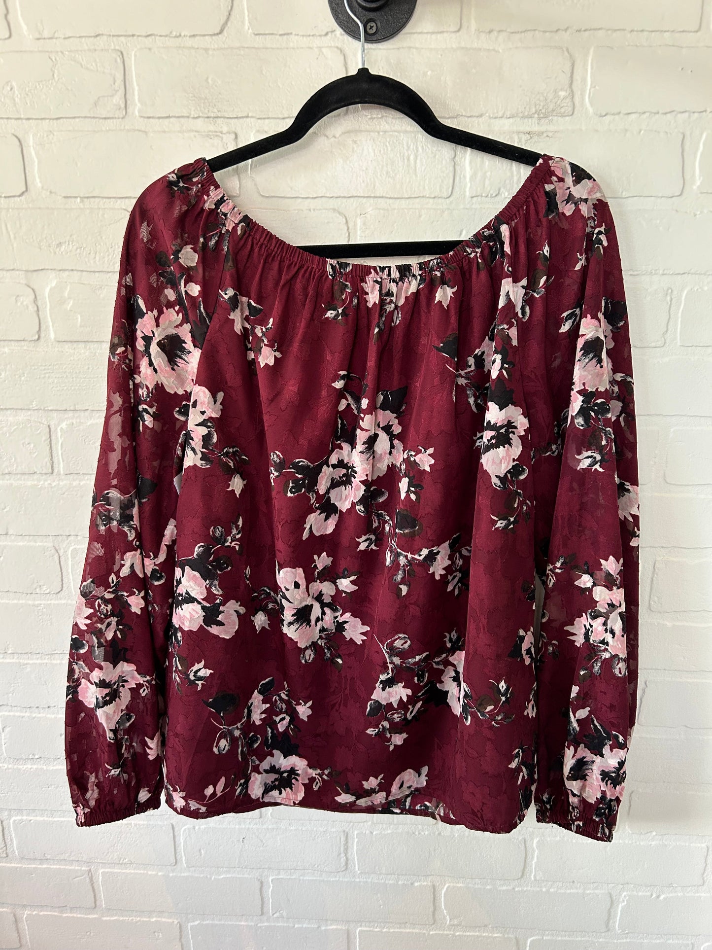 Top Long Sleeve By White House Black Market In Red, Size: L