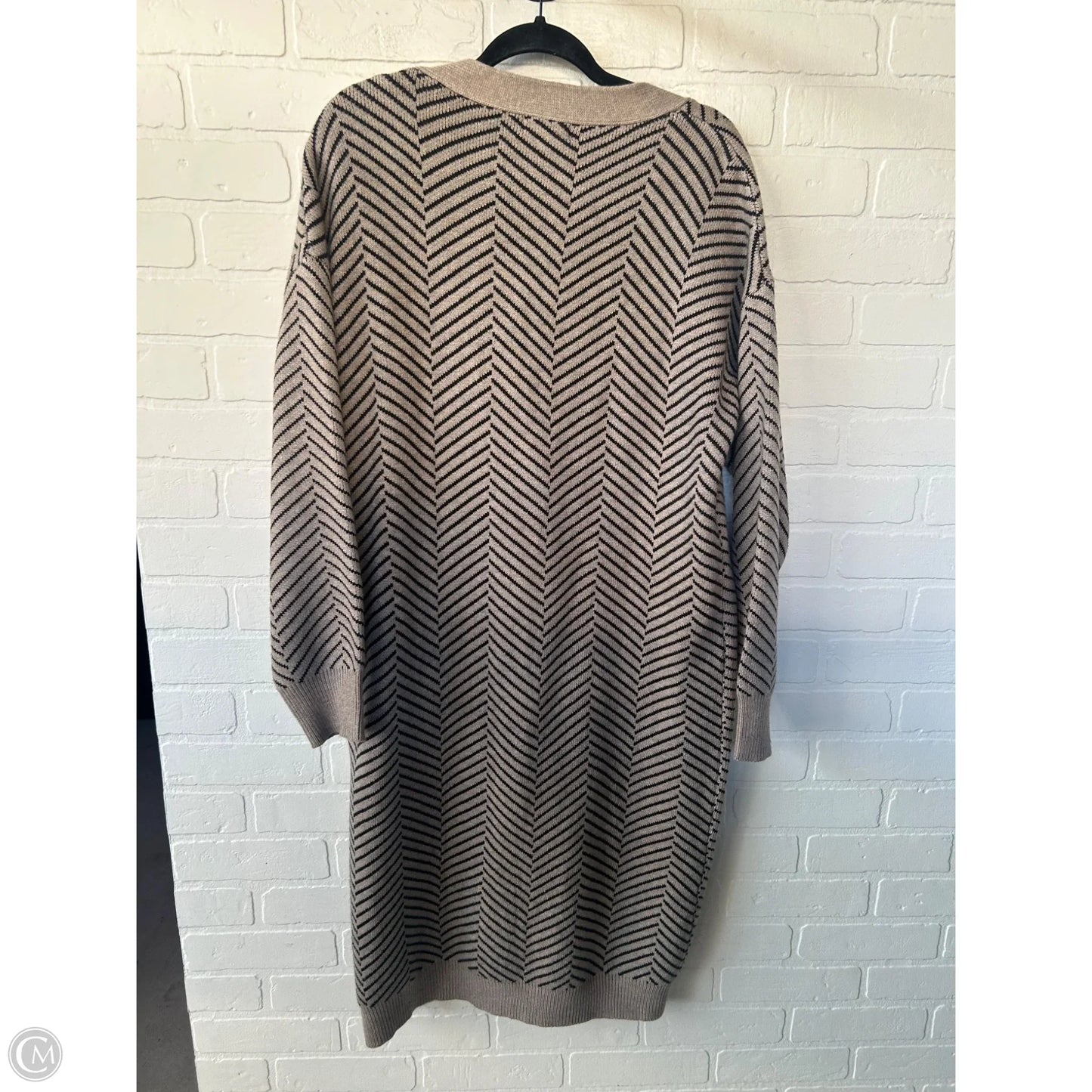 Sweater Cardigan By Promesa In Black & Tan, Size: L