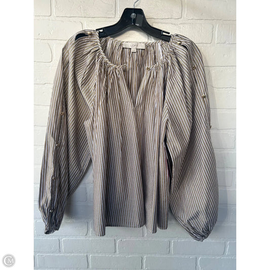 Top Long Sleeve By Loft In Gold & White, Size: Xs