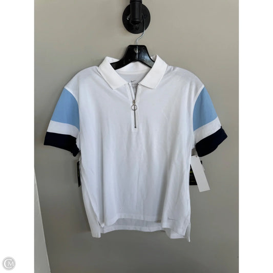 Athletic Top Short Sleeve By Nike In Blue & White, Size: M
