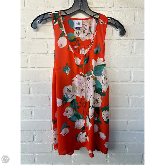 Top Sleeveless By Cabi In Orange & White, Size: S