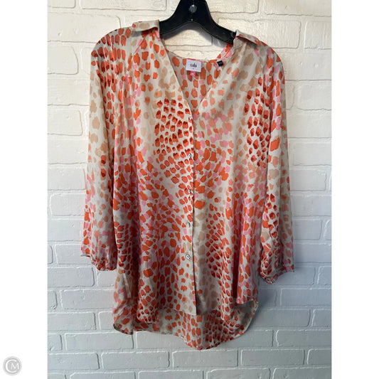 Top Long Sleeve By Cabi In Orange & Tan, Size: S