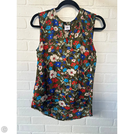 Top Sleeveless By Cabi In Green & Orange, Size: S