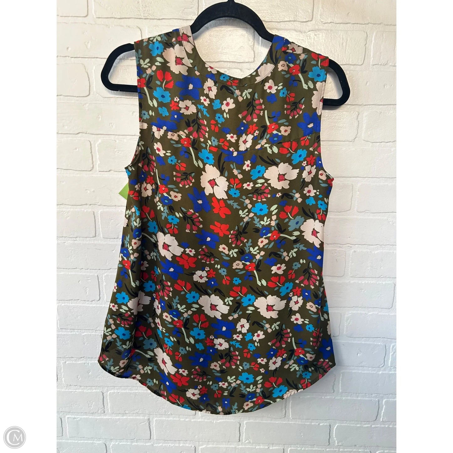 Top Sleeveless By Cabi In Green & Orange, Size: S