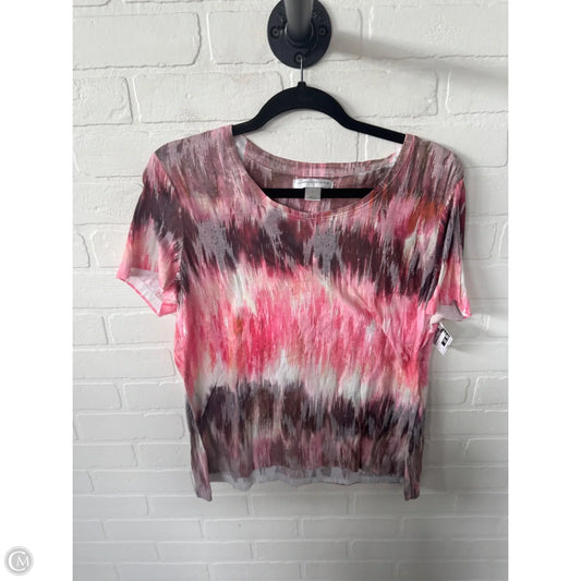 Top Short Sleeve By Christopher And Banks In Brown & Pink, Size: L