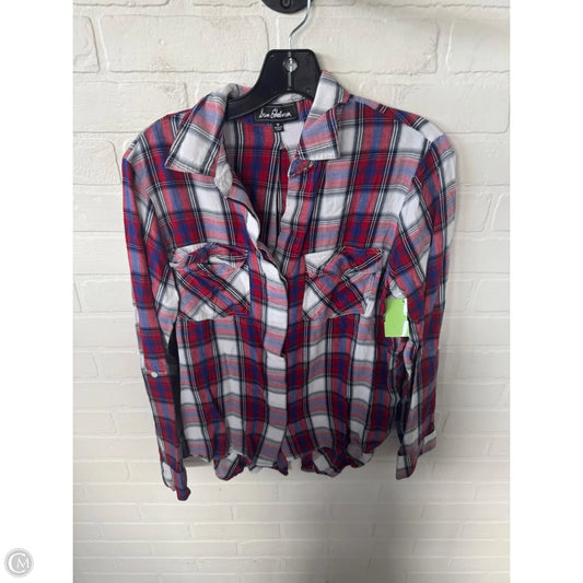 Top Long Sleeve By Sam Edelman In Blue Red & White, Size: M