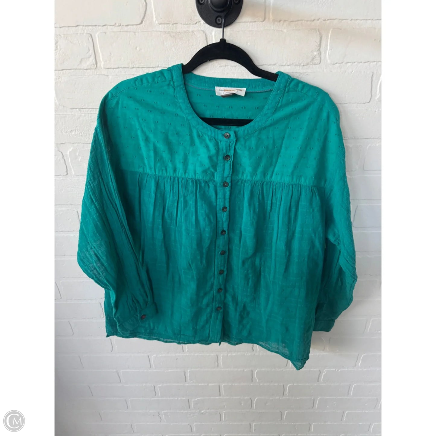 Top Long Sleeve By Pilcro In Teal, Size: M