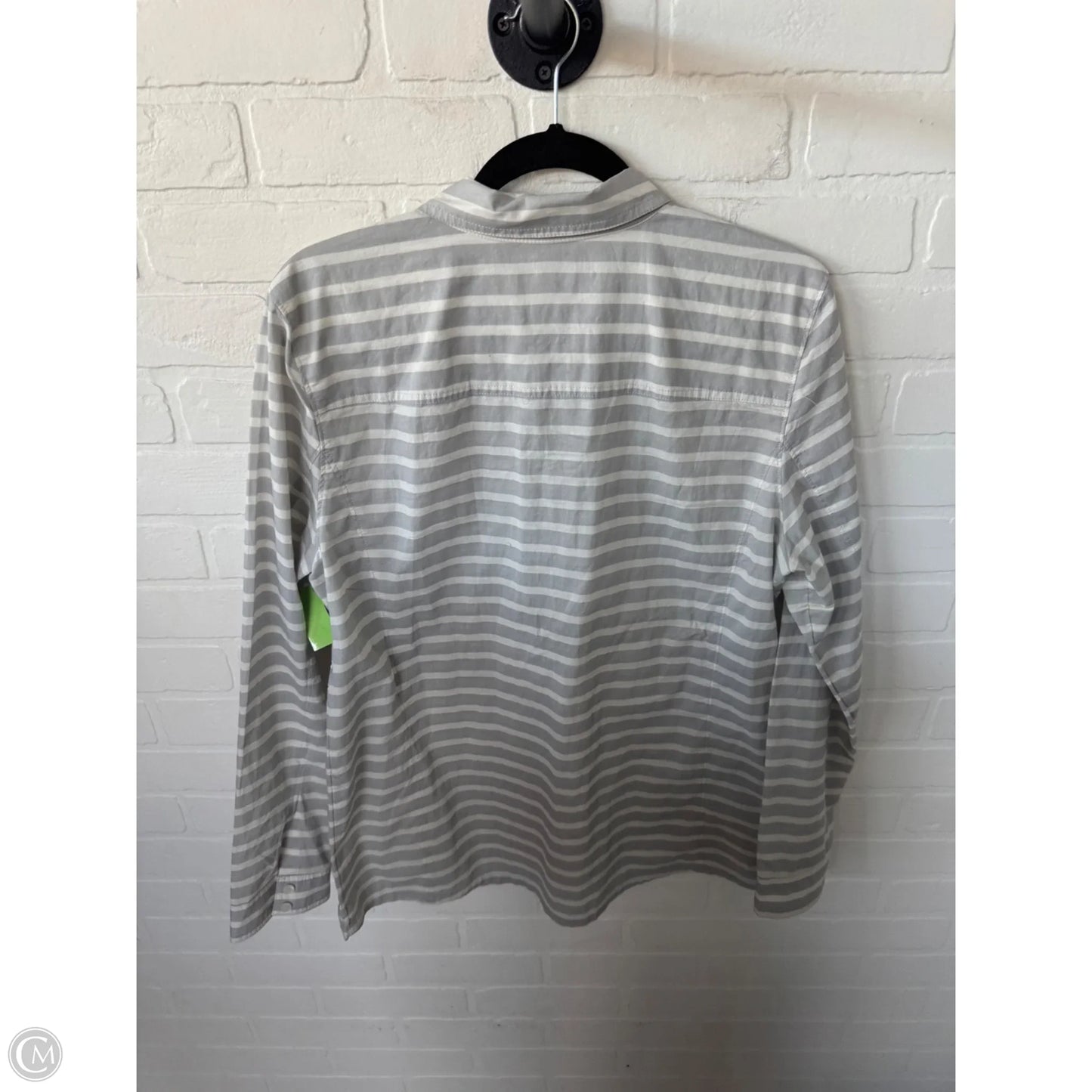 Top Long Sleeve By Caslon In Grey & White, Size: L
