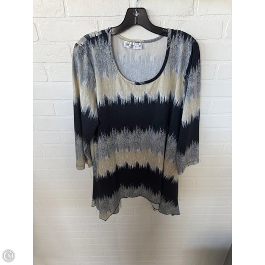 Tunic 3/4 Sleeve By Clothes Mentor In Black & Tan, Size: 2x