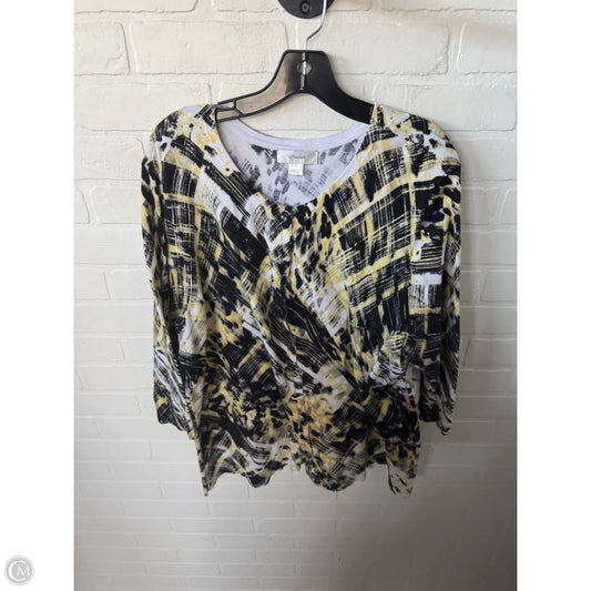 Sweater Cardigan By Cj Banks In Black & Yellow, Size: 2x
