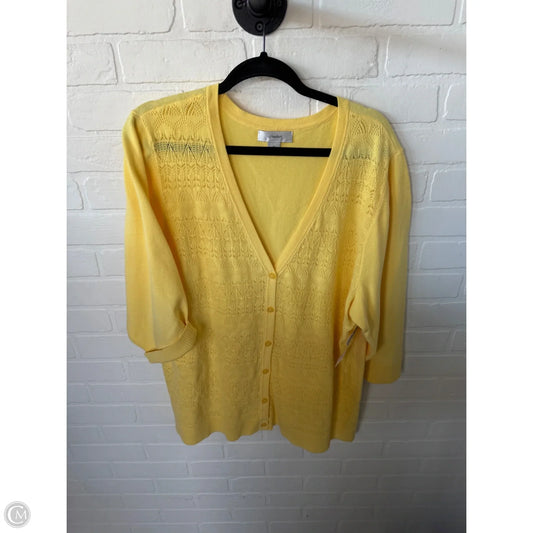 Sweater Cardigan By Cj Banks In Yellow, Size: 2x