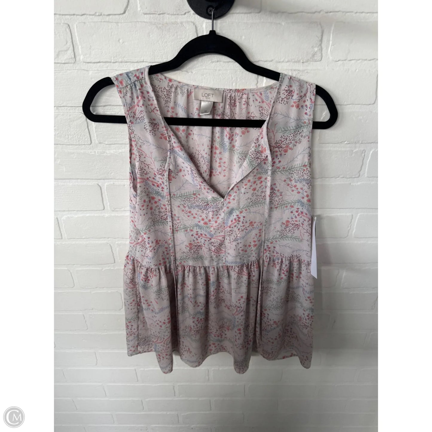 Top Sleeveless By Loft In Grey & Pink, Size: Xs