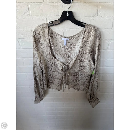 Top Long Sleeve By Leith In Snakeskin Print, Size: L