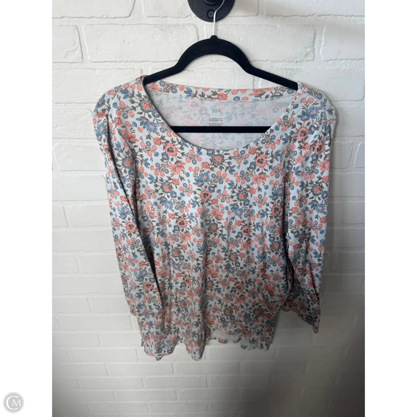 Top 3/4 Sleeve By J. Jill In Blue & Orange, Size: L