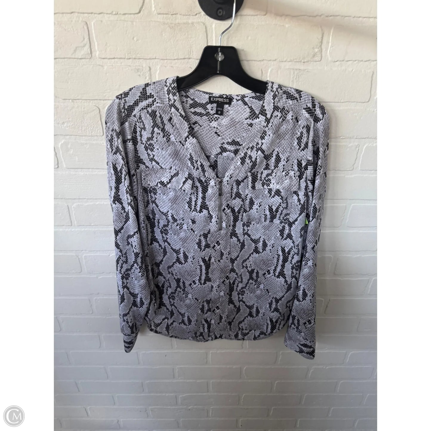 Top Long Sleeve By Express In Grey, Size: Xs