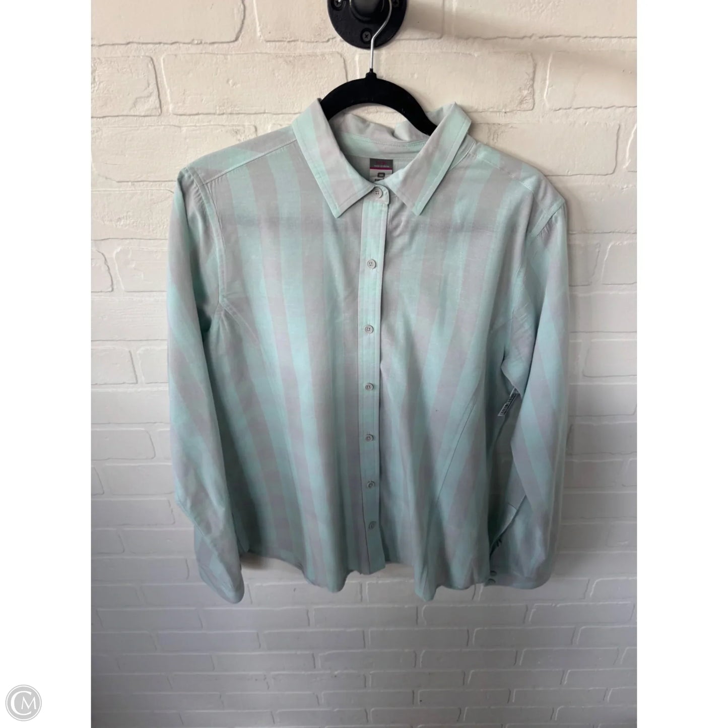 Top Long Sleeve By Cmc In Blue & Grey, Size: L