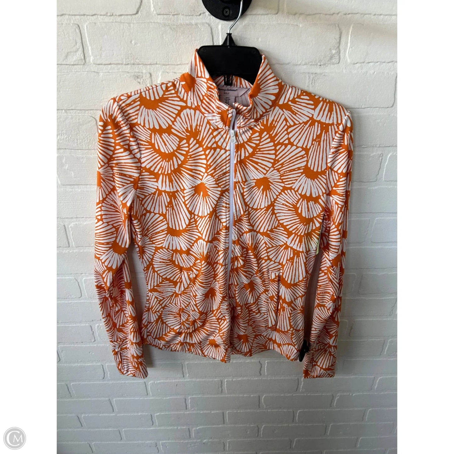 Athletic Top Long Sleeve Collar By Tommy Bahama In Orange & White, Size: S