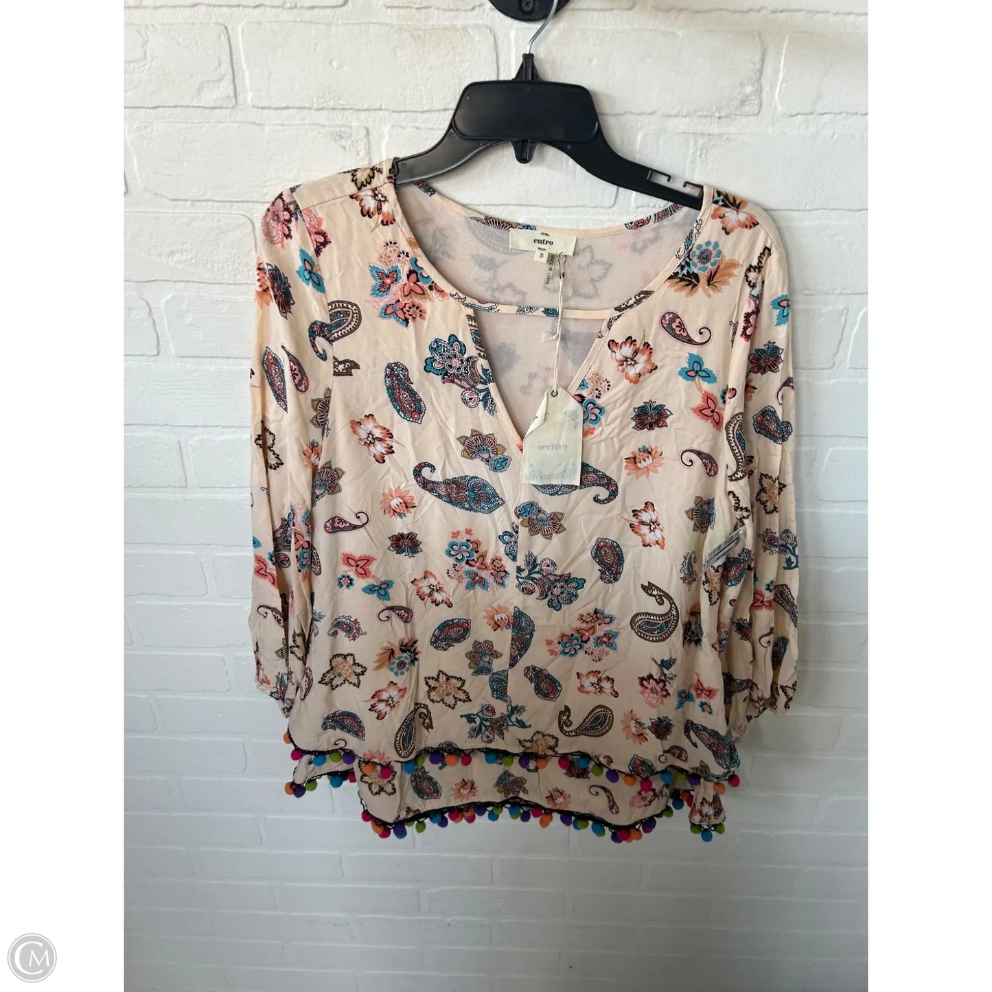 Top Long Sleeve By Entro In Blue & Orange, Size: S