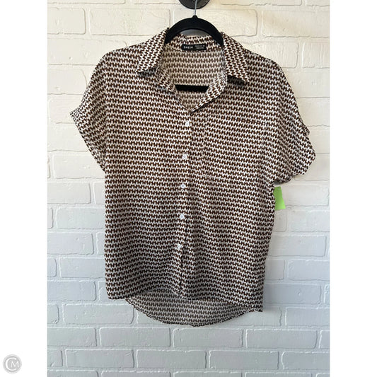 Top Short Sleeve By Shein In Brown & White, Size: Xs