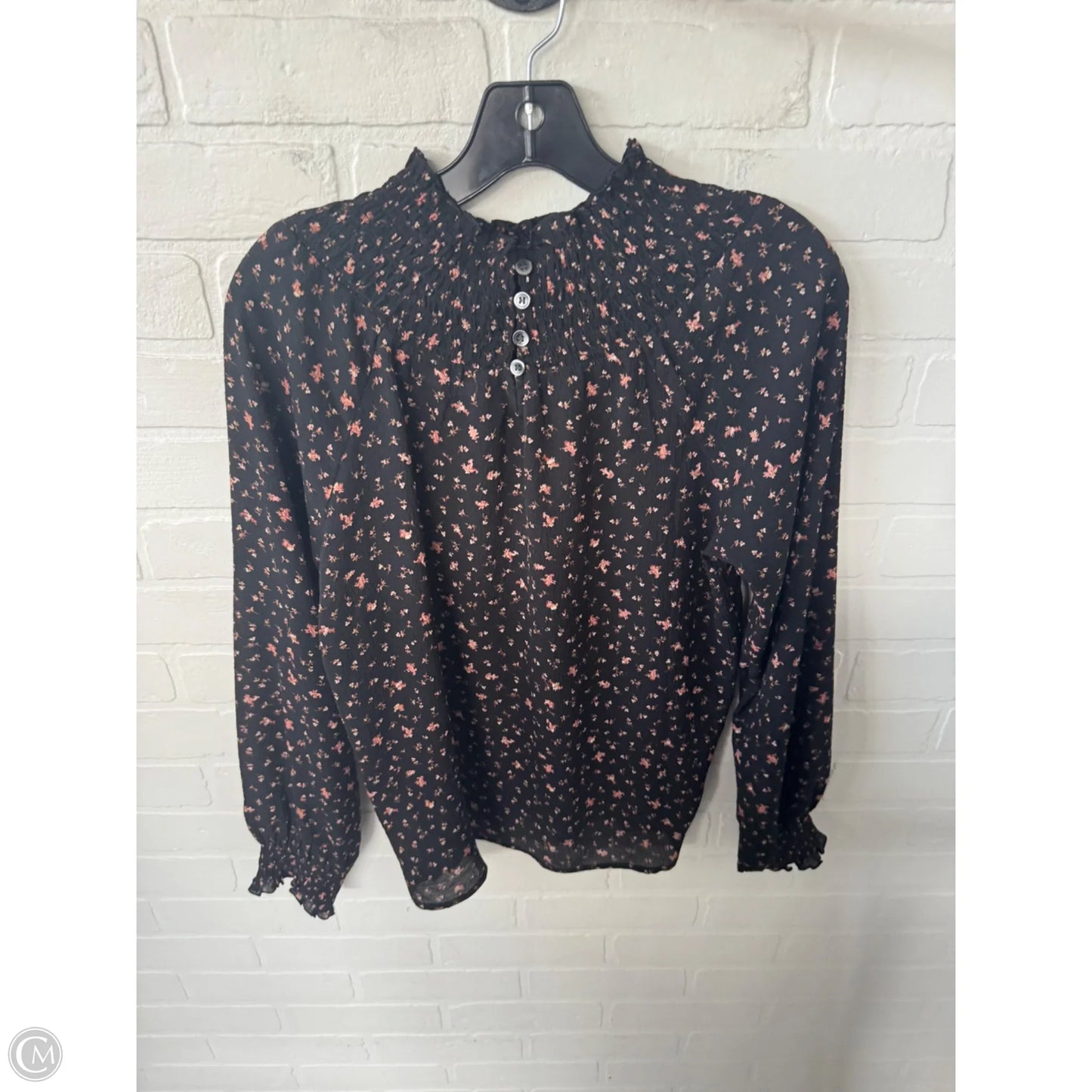 Top Long Sleeve By Madewell In Black & Tan, Size: S