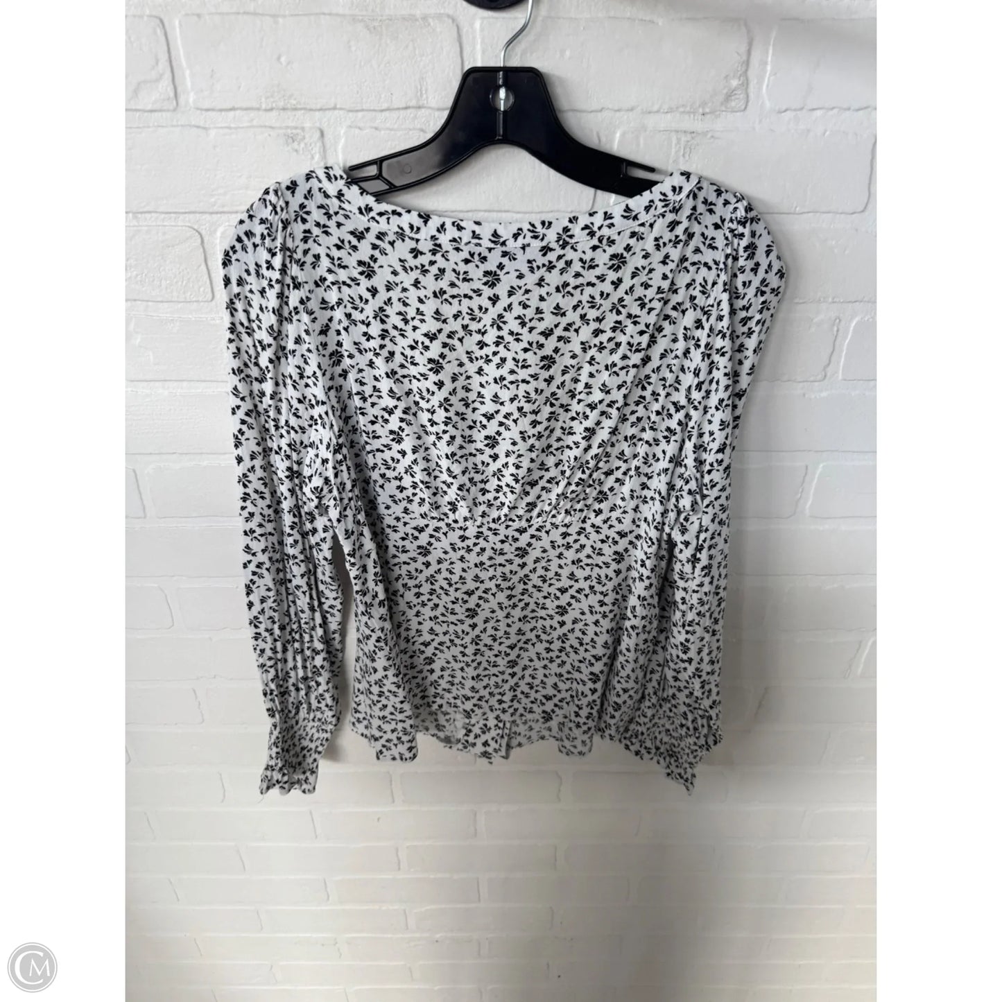 Top Long Sleeve By Loft In Black & White, Size: M