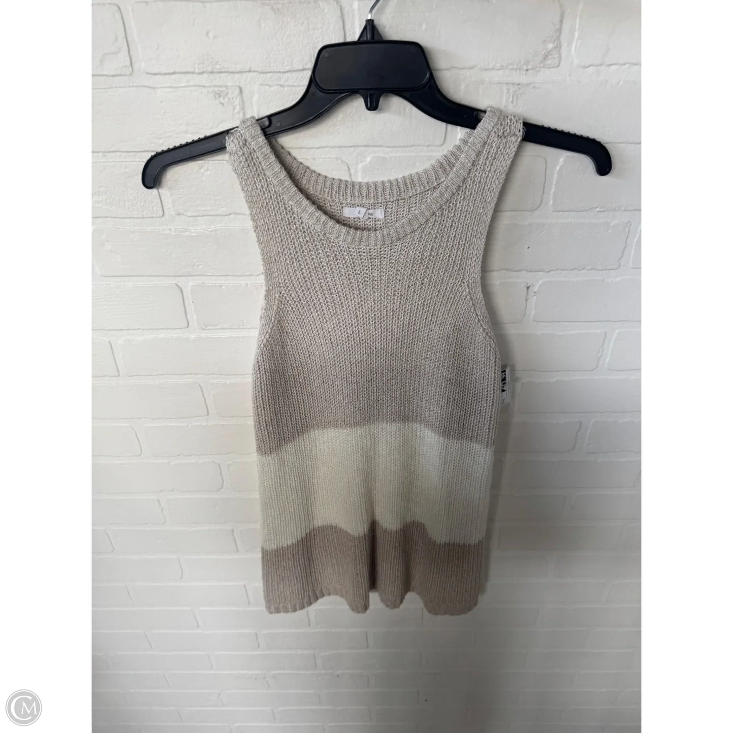 Vest Sweater By Maurices In Tan & White, Size: L