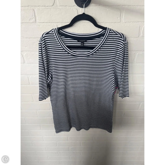 Top Short Sleeve Basic By Banana Republic In Blue & White, Size: Xl