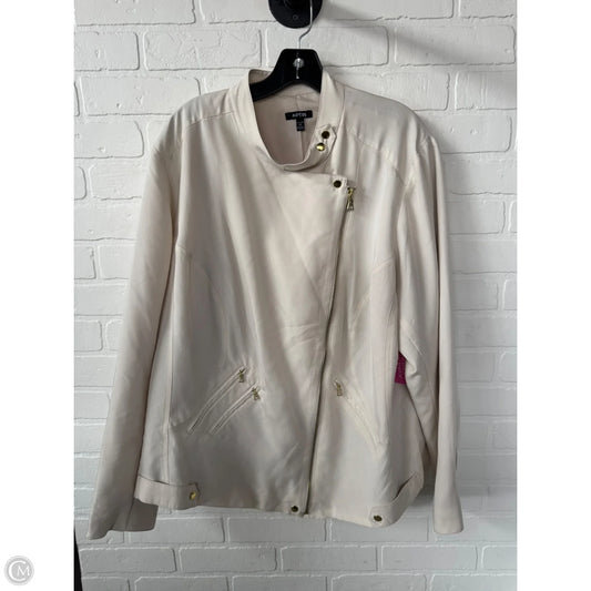 Jacket Moto By Apt 9 In Tan, Size: 2x