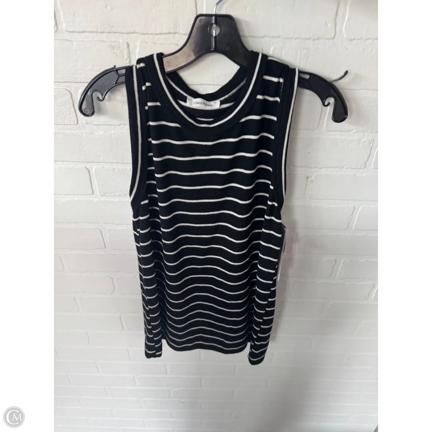 Top Sleeveless Basic By Clothes Mentor In Black & Cream, Size: L