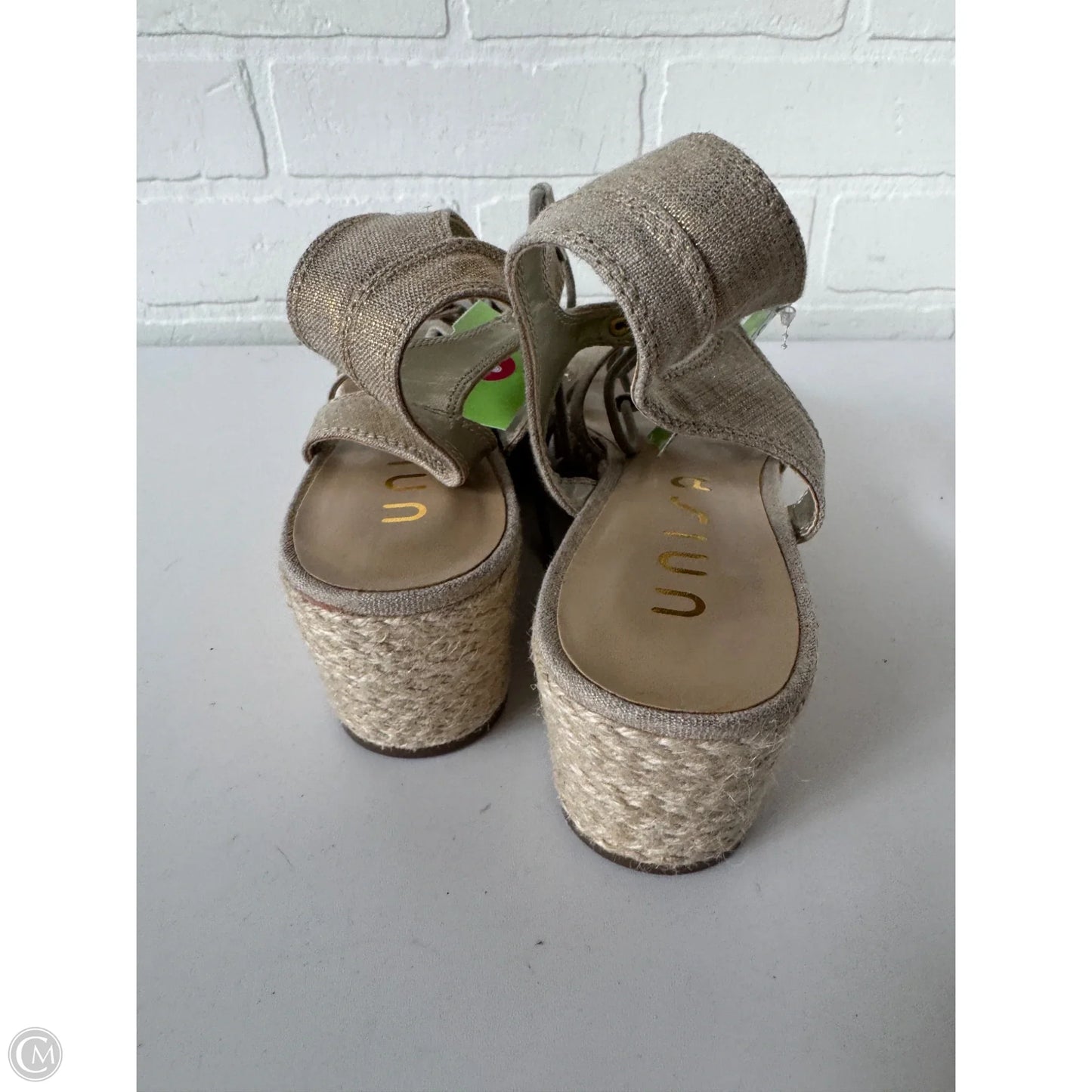Sandals Heels Wedge By Unisa In Gold, Size: 8