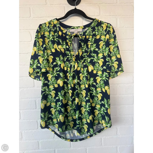 Top Short Sleeve By Loft In Blue & Yellow, Size: M