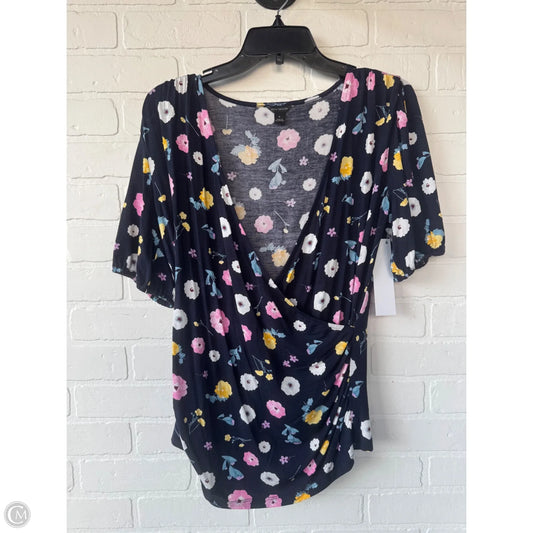 Top Short Sleeve By Ann Taylor In Blue & Pink, Size: M