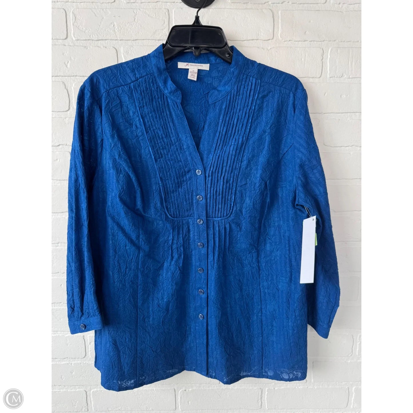 Top 3/4 Sleeve By Jm Collections In Blue, Size: L