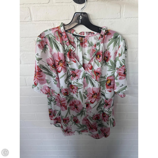 Top Short Sleeve By T Tahari In Green & Pink, Size: L