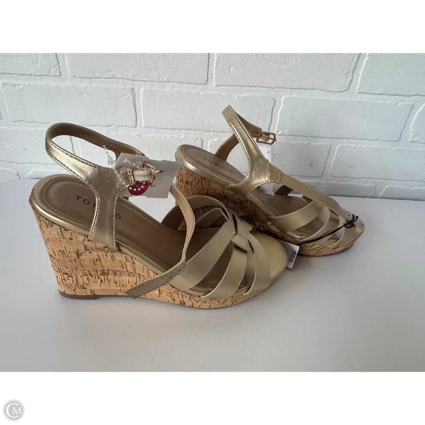 Sandals Heels Wedge By Torrid In Gold & Tan, Size: 9