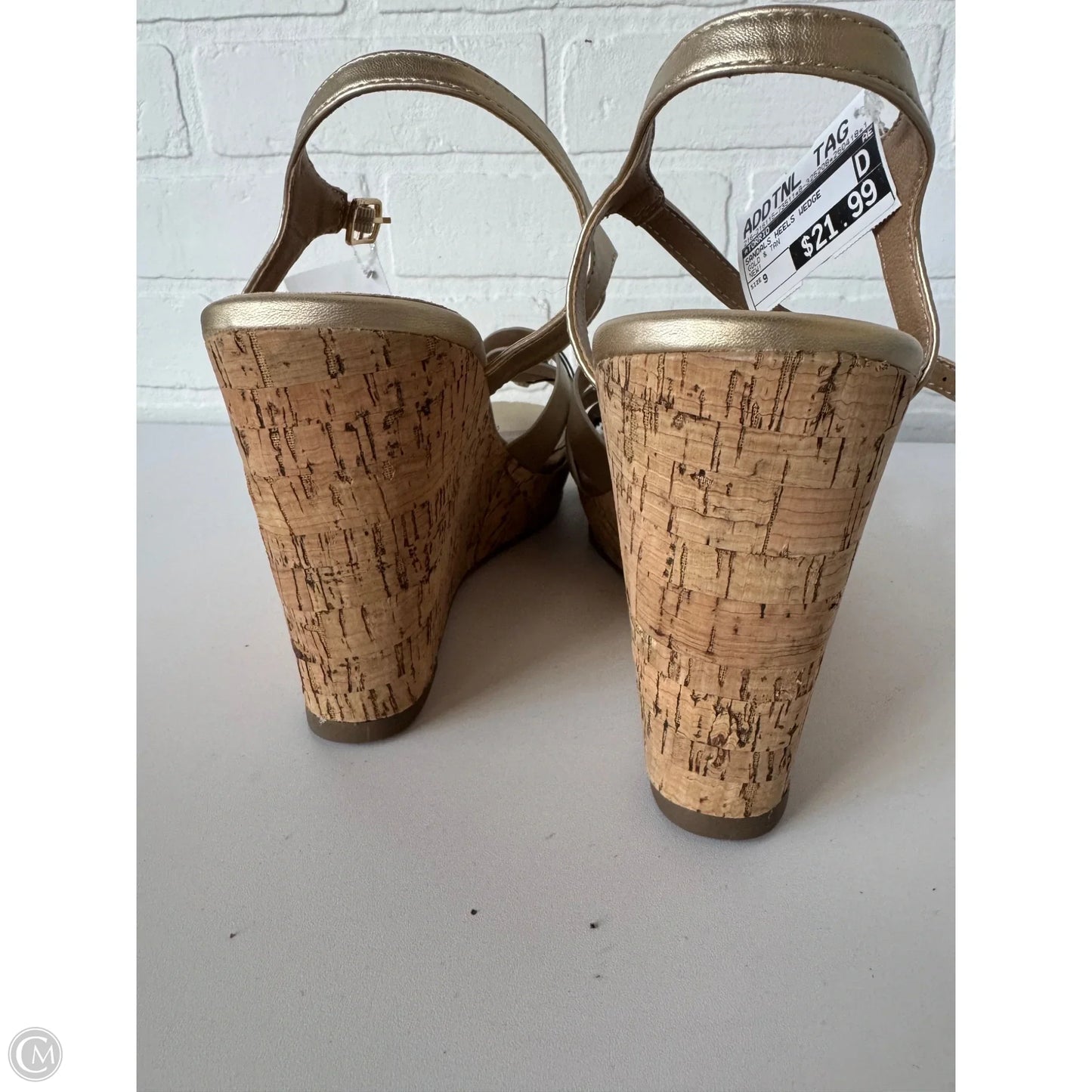 Sandals Heels Wedge By Torrid In Gold & Tan, Size: 9