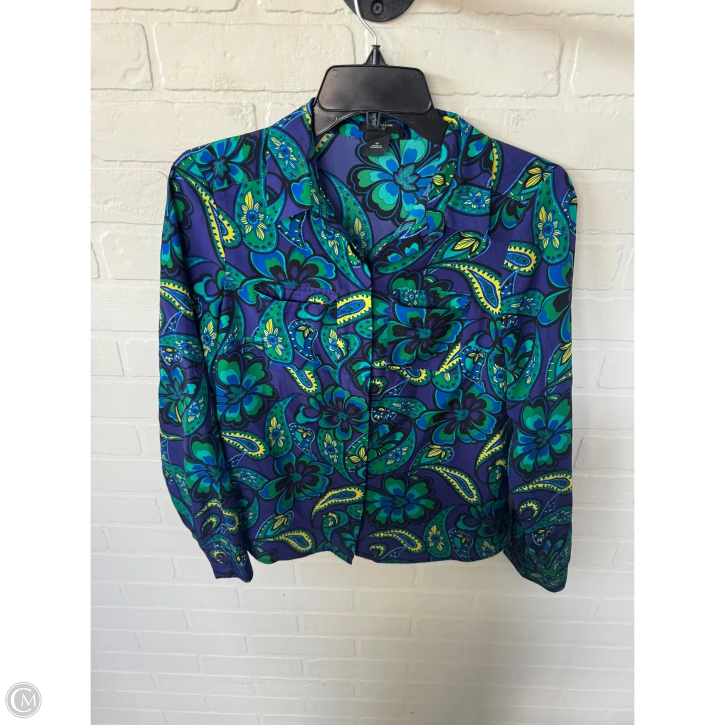Top Long Sleeve By Ann Taylor In Green & Purple, Size: Sp