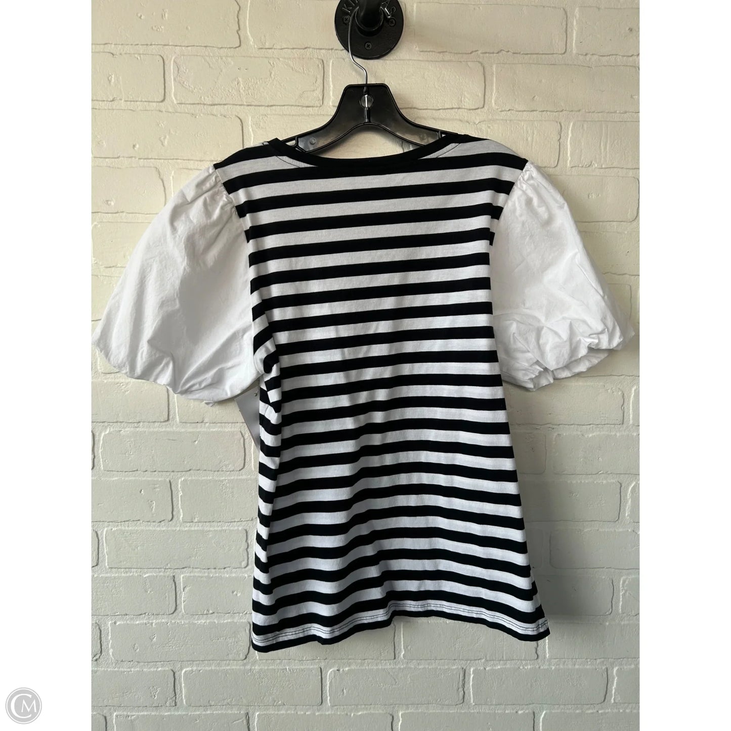 Top Short Sleeve Designer By Karl Lagerfeld In Black & White, Size: M